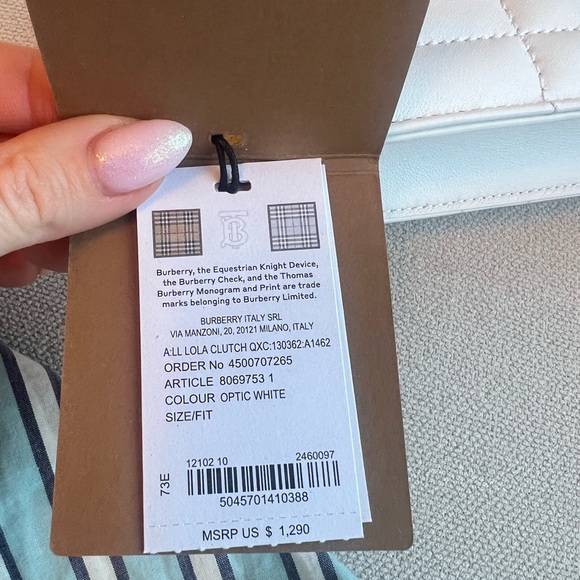 Burberry White Quilted Lola crossbody Bag/Clutch - Picture 7 of 9